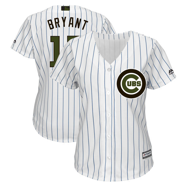 Women's Chicago Cubs #17 Kris Bryant White 2018 Memorial Day Cool Base Stitched MLB Jersey